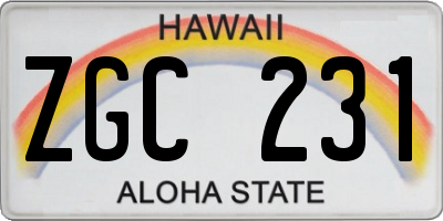 HI license plate ZGC231