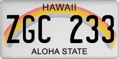 HI license plate ZGC233
