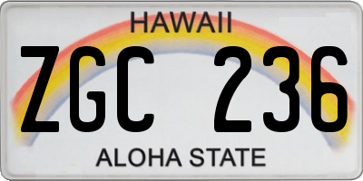 HI license plate ZGC236