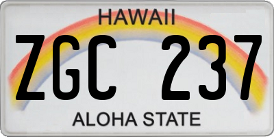 HI license plate ZGC237
