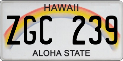 HI license plate ZGC239