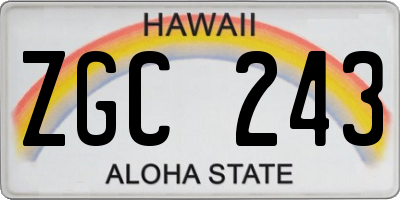 HI license plate ZGC243