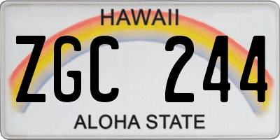 HI license plate ZGC244