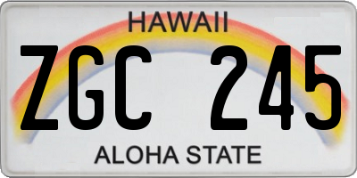 HI license plate ZGC245