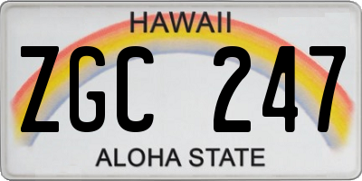 HI license plate ZGC247