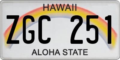 HI license plate ZGC251