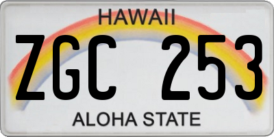 HI license plate ZGC253