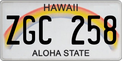 HI license plate ZGC258