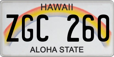 HI license plate ZGC260