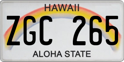 HI license plate ZGC265