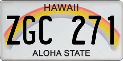 HI license plate ZGC271