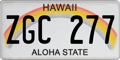 HI license plate ZGC277