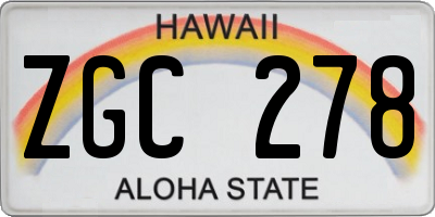 HI license plate ZGC278
