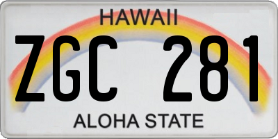 HI license plate ZGC281