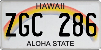 HI license plate ZGC286