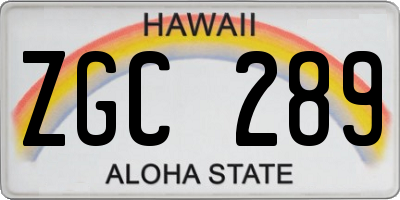 HI license plate ZGC289