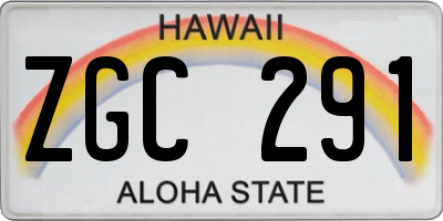 HI license plate ZGC291