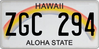 HI license plate ZGC294