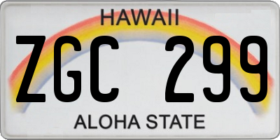 HI license plate ZGC299