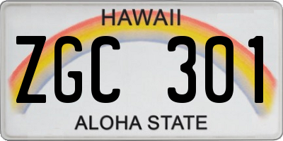 HI license plate ZGC301