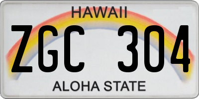 HI license plate ZGC304