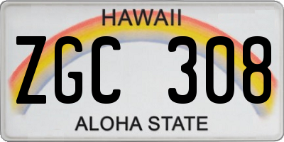 HI license plate ZGC308