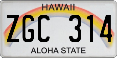 HI license plate ZGC314