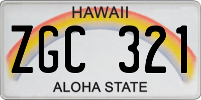 HI license plate ZGC321