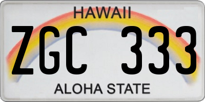 HI license plate ZGC333