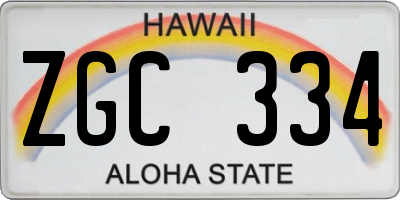 HI license plate ZGC334