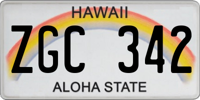 HI license plate ZGC342