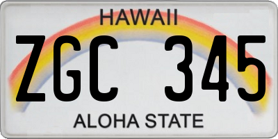 HI license plate ZGC345