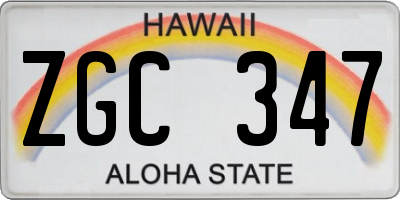 HI license plate ZGC347