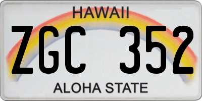 HI license plate ZGC352