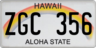 HI license plate ZGC356