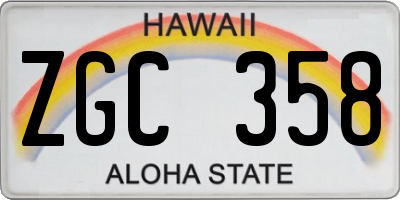 HI license plate ZGC358