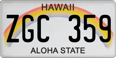 HI license plate ZGC359