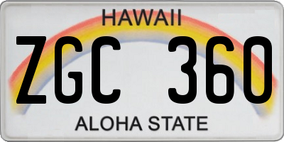 HI license plate ZGC360