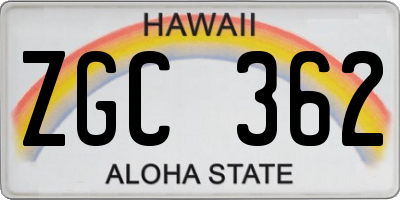 HI license plate ZGC362