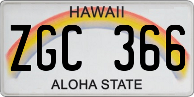 HI license plate ZGC366