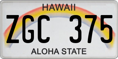 HI license plate ZGC375