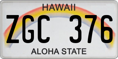 HI license plate ZGC376