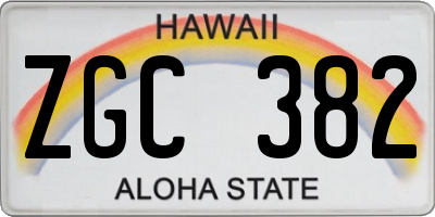 HI license plate ZGC382