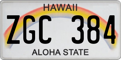 HI license plate ZGC384