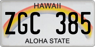 HI license plate ZGC385