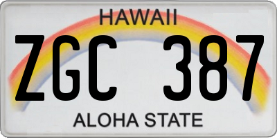 HI license plate ZGC387