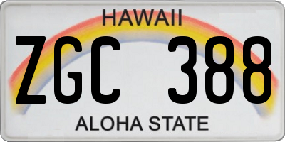 HI license plate ZGC388
