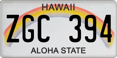 HI license plate ZGC394