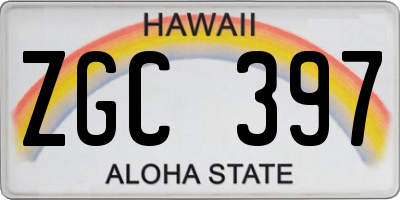 HI license plate ZGC397