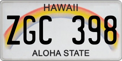 HI license plate ZGC398